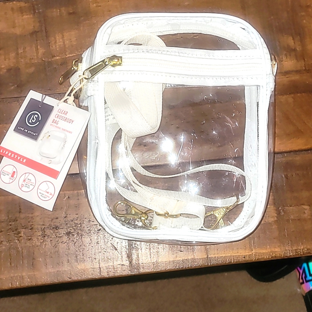 Clear crossbody bag for concerts and sports events